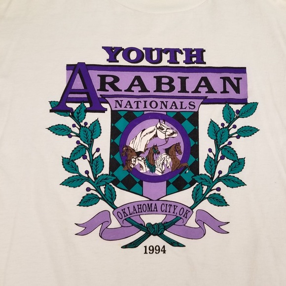 VTG 1994 Youth Arabian Nationals Oklahoma City Shirt Sz XL STAINED Horses - Picture 2 of 10